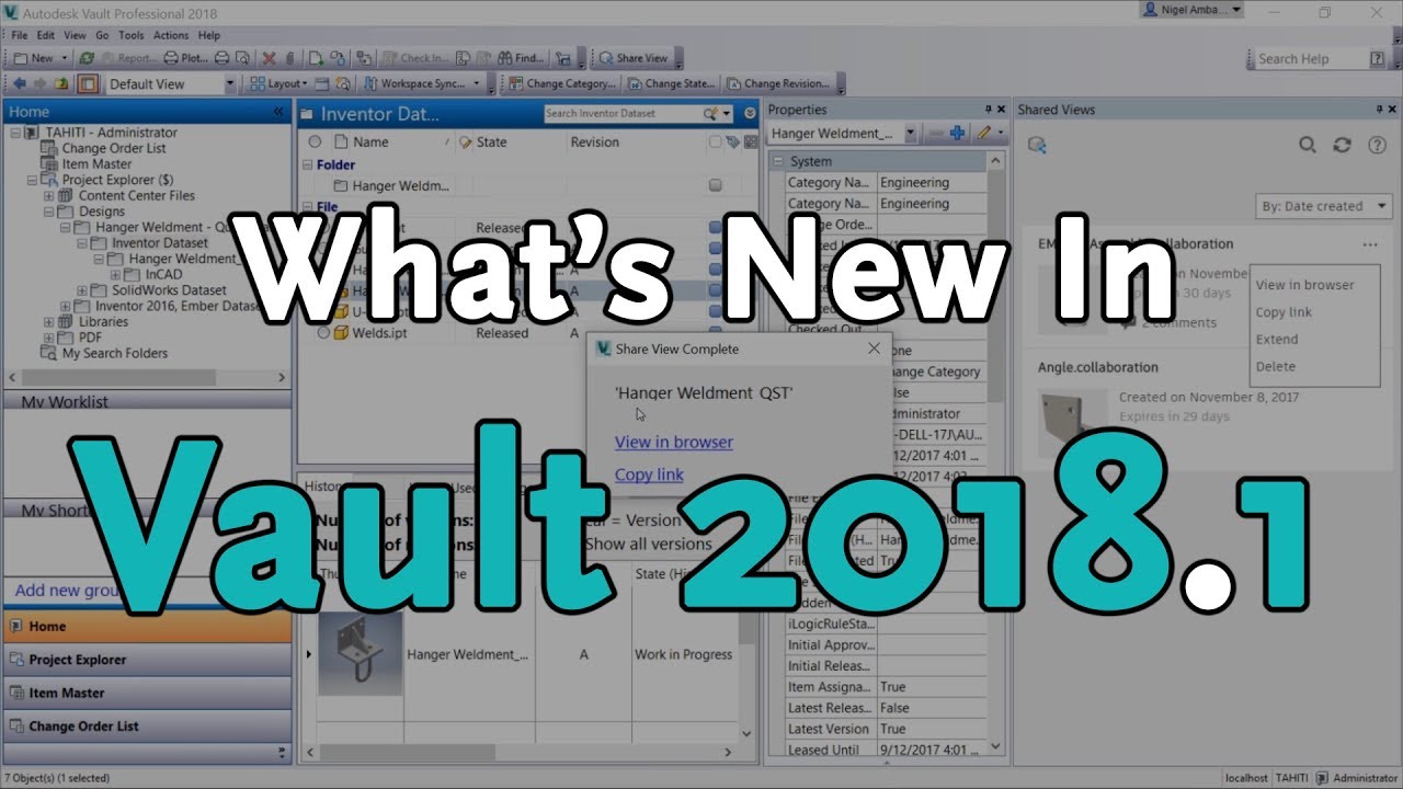 Vault 2018.1 - Whats New | Autodesk Virtual Academy - YouTube