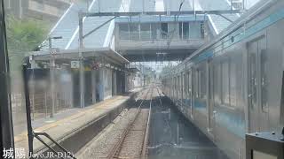 前面展望 京都→奈良 210730 221系  JR奈良線複線化工事の進捗  front window view Nara line, construction of double-tracking