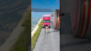 Trucks & School Bus Vs Giant Pit Bollards Crash - Beamng.drive