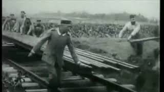 German infantry constructing a rail line WW1