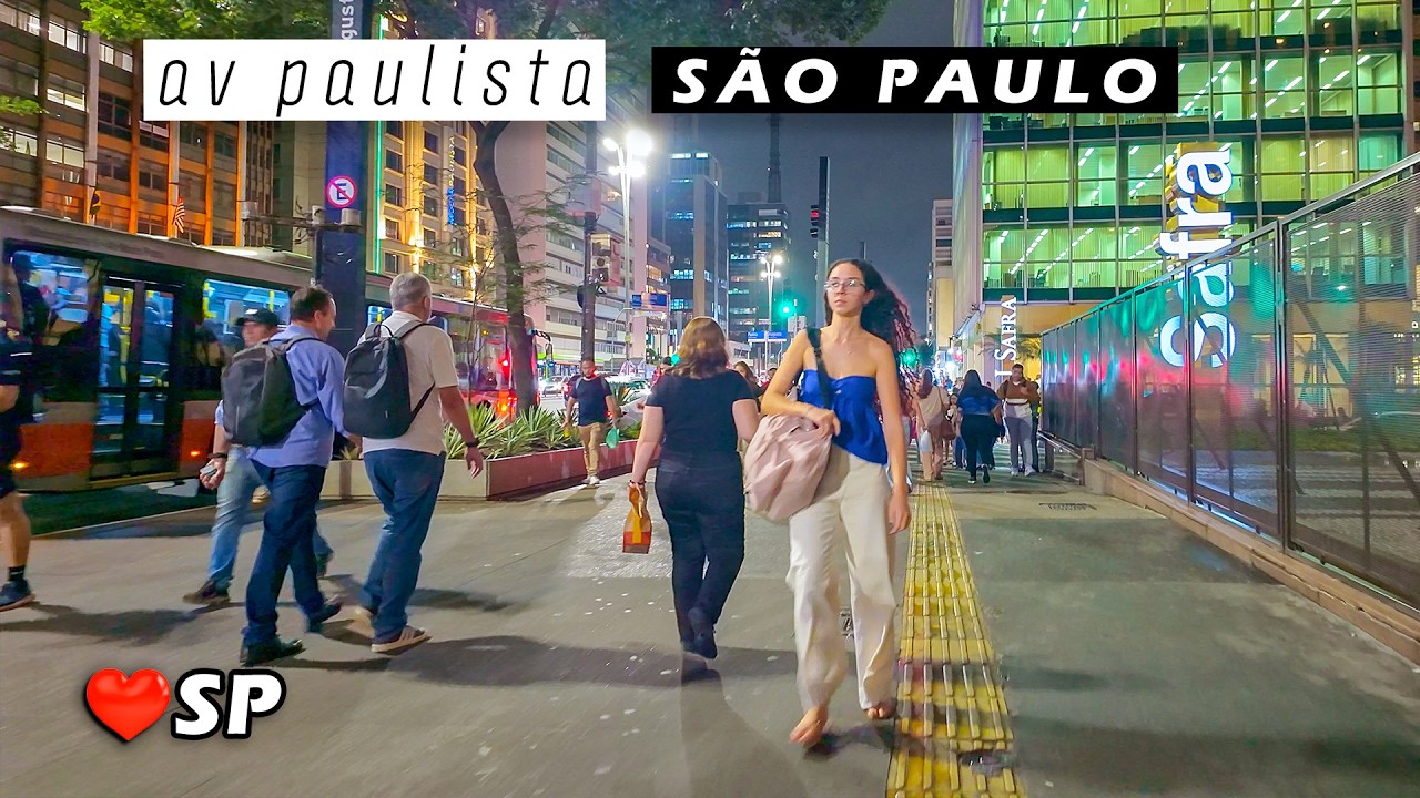 Walking on Av Paulista at Night 🇧🇷 São Paulo, Brazil 【 4K UHD 】 2025