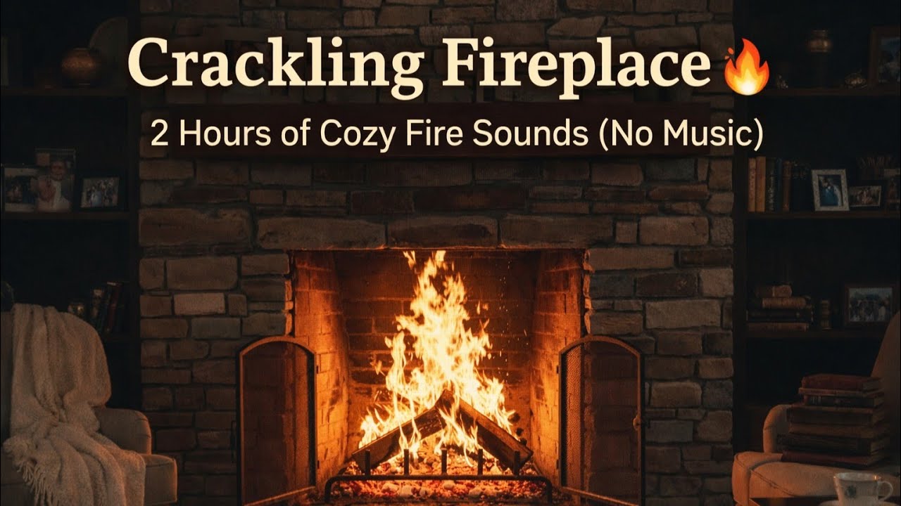 Crackling Fireplace 🔥 2 Hours of Cozy Fire Sounds (No Music)