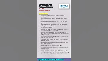 Infosys | Angular Developer | Bangalore | Front-end, JSON, UX , HTML5, SCSS #shorts #ytshorts