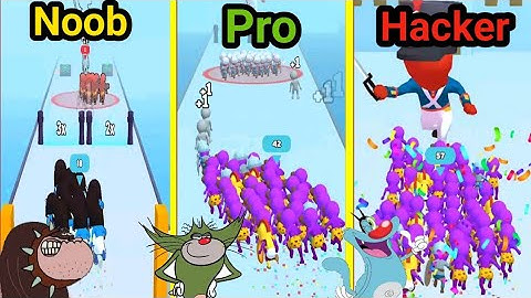 Noob vs Pro vs Hacker in crowd fight 3d||oggy and jack voice