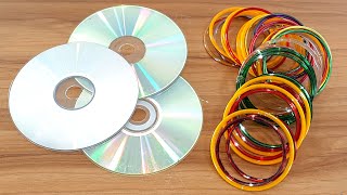 AMAZING FLOWER VASE OUT OF OLD BANGLES & WASTE CD DISC | DIY HOME DECOR WITH OLD BANGLES