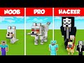 DOG STATUE HOUSE BASE WOLF DOGGY BUILD CHALLENGE - NOOB vs PRO vs HACKER Minecraft Battle Animation