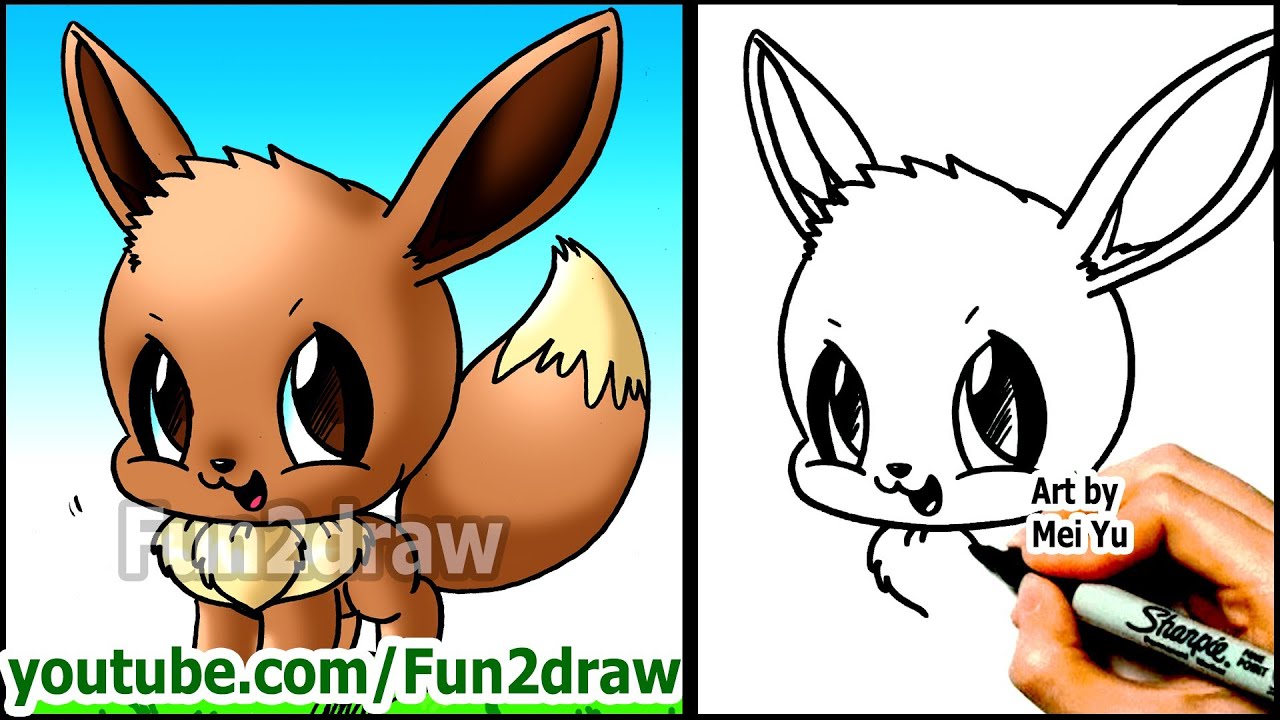 How to Draw Pokemon Characters - Eevee - Fun2draw Style | Learn ...