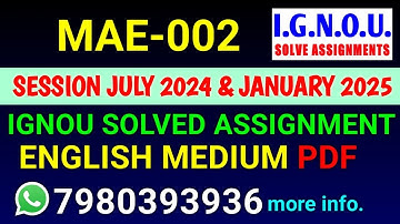 MAE 2 Solved Assignment 2024-25 English, MAE 2 Solved Assignment 24-25, MAE-002 Assignment