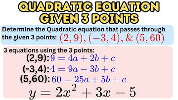 Steps and Tricks on How to Write Quadratic Equation Given Three Points
