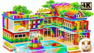ASMR x 1.5 - How To Build Miniature Modern Villa Have Infinity Pool And Colorful Water Fountain