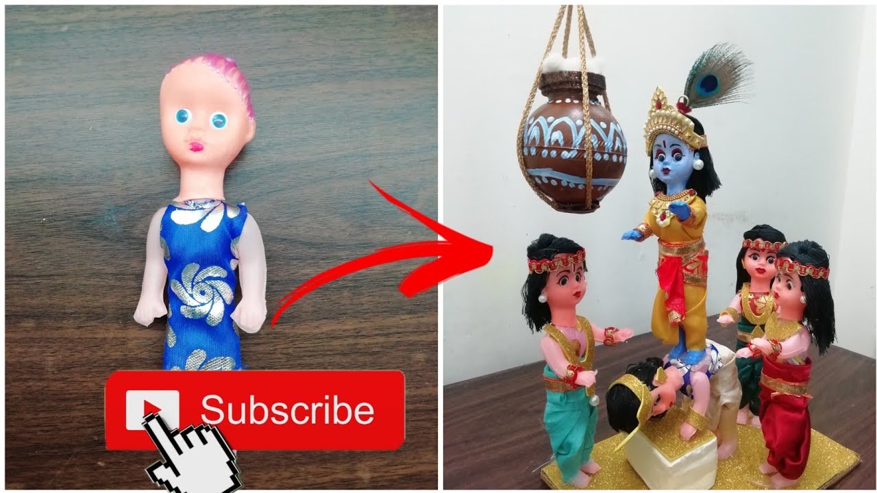 How to make krishna and his friends stealing butter idol [Janamastmi special craft]Janamastmi decor.