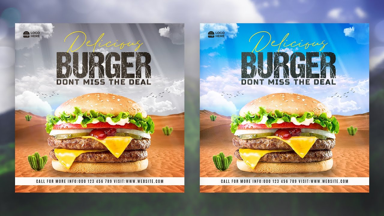 Food Manipulation Social Media Banner Design | Adobe Photoshop Tutorial