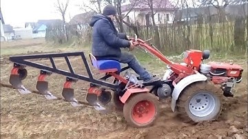 plowing with a walk-behind tractor in different countries of the world, video selection