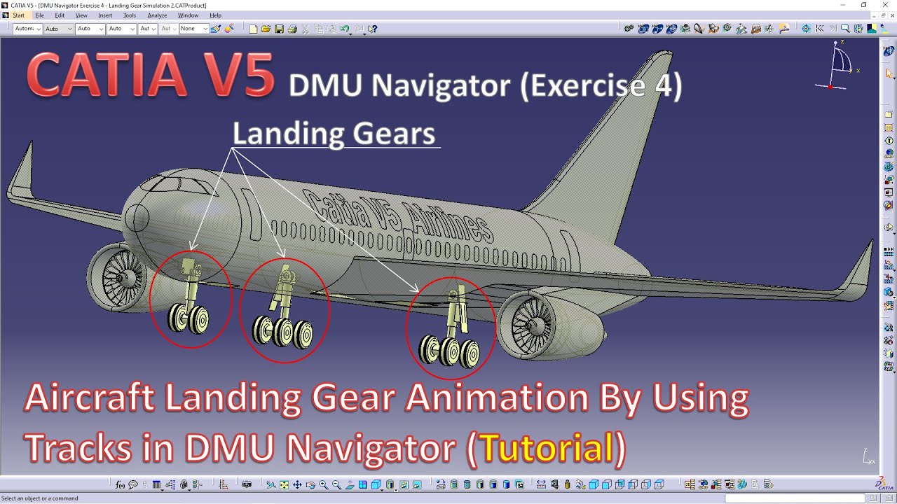 CATIA V5 - Aircraft Landing Gear Animation | DMU Navigator (Exercise 4 ...