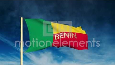Benin Flag Slider Style With Title. Waving In The Wind With Cloud Background Ani Stock Video