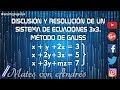 Discutir y resolver un sistema de ecuaciones 3x3 con parámetro. Método de Gauss 02