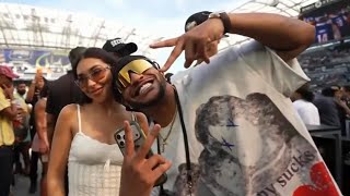 Bendadonnn asks Chantel Jeffries about Taz Angels documentary during Fanatics Flag Football event