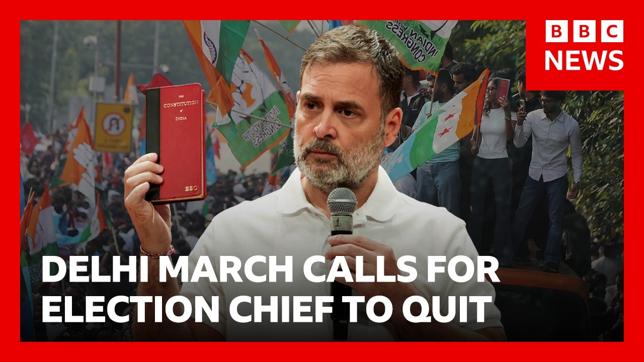 Indian opposition leaders march to top court to demand election chief resign | BBC News