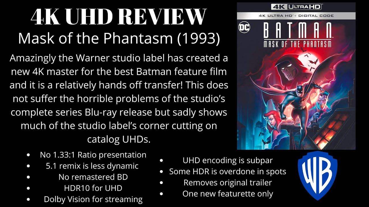 Batman Mask of the Phantasm (1993) 4K UHD Review YouTube