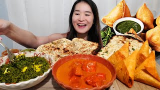 Absolutely Satisfying INDIAN Food Eating Show! Chicken Tikka Masala, Saag Paneer, Samosa & Naan