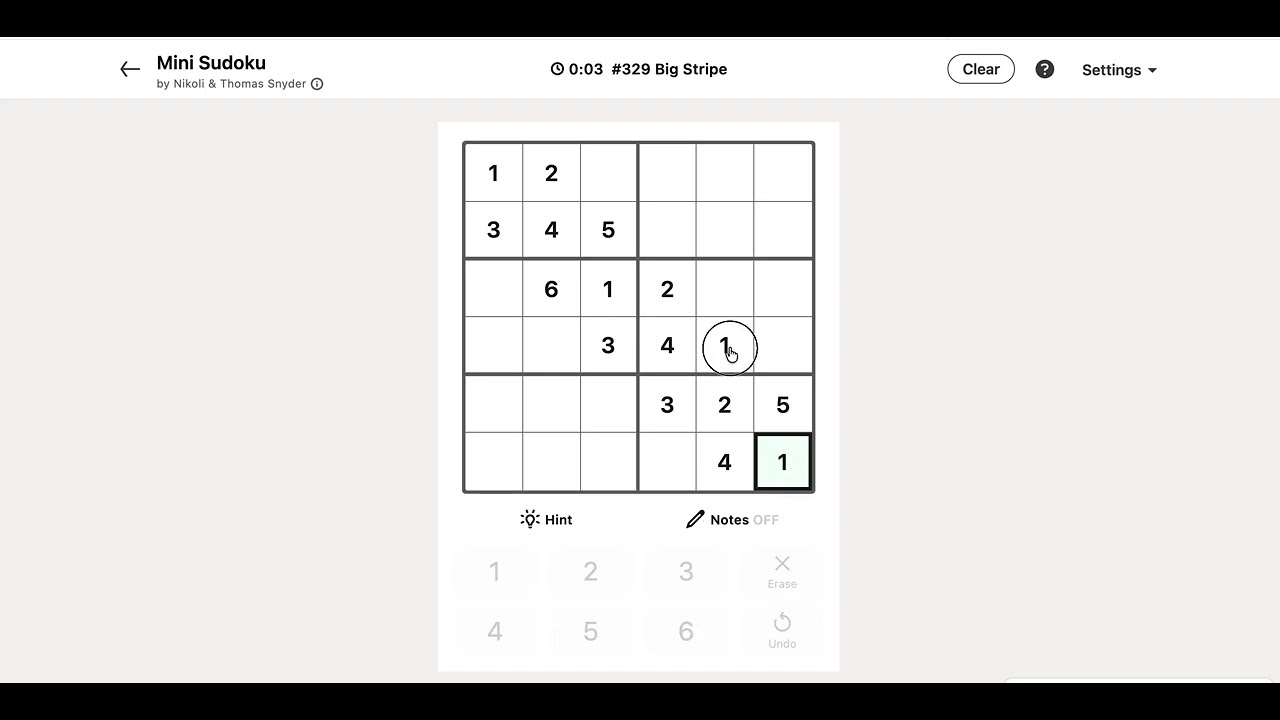 LinkedIn Mini Sudoku answer for July 6, 2026