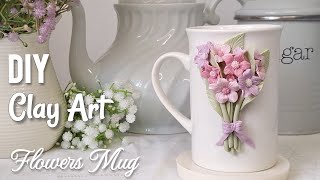 How to make a Beautiful FLOWERS MUG 🌸 with Cold Porcelain! 🩷 CLAY ART | EASY DIY
