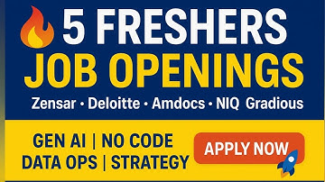 Top 5 Freshers Job Openings Nov 2025 | Zensar, Deloitte, Amdocs, NIQ, Gradious | Apply Now