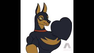 Fluffy Doberman Pinscher Heartbeat Chest Cartoon Disney