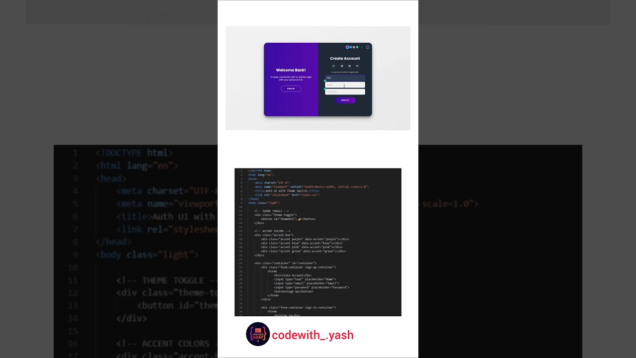 Sign In → Sign Up in 3s ✨ Sliding Panel UI (HTML/CSS/JS) 