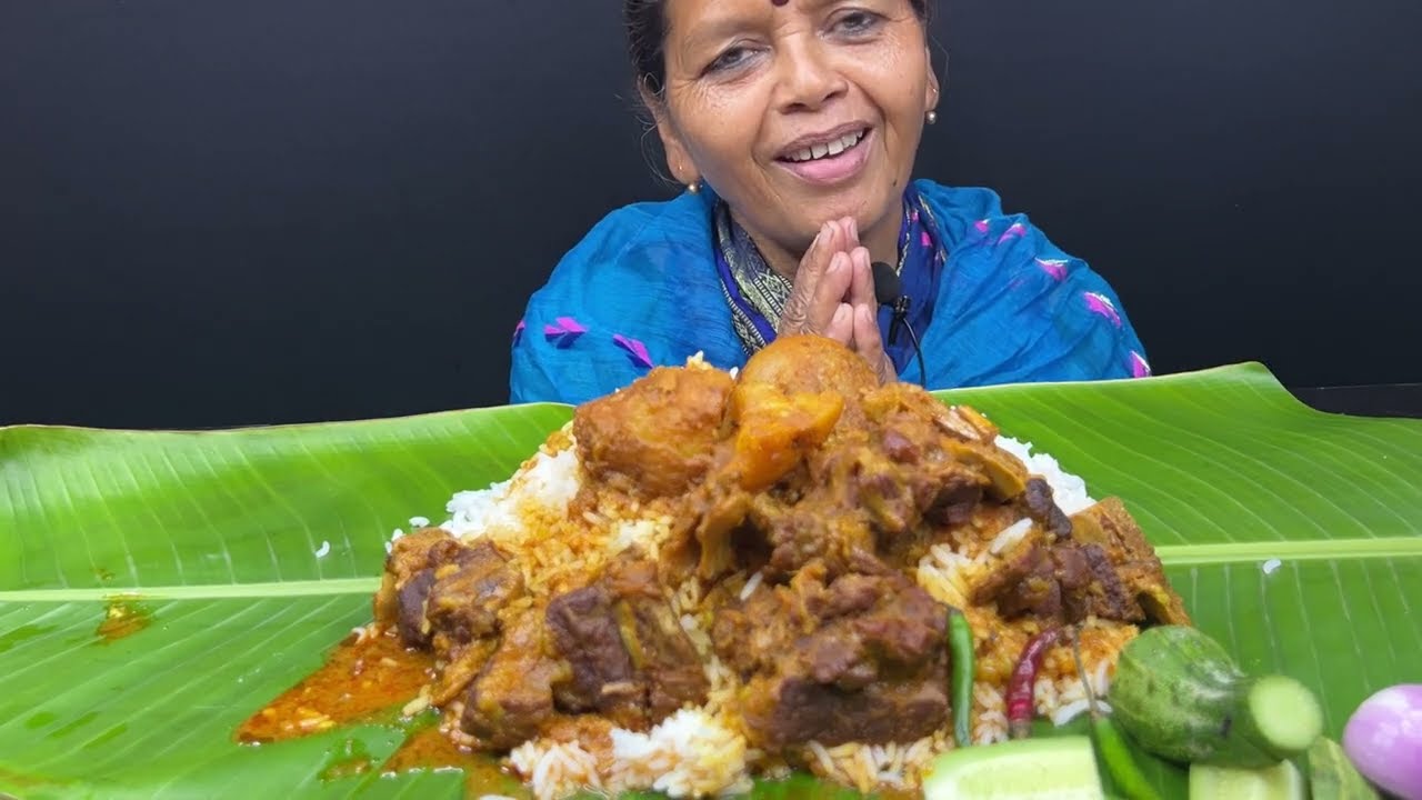BIGBITES, EATING RICE WITH SPICY MUTTON KOSHA।।