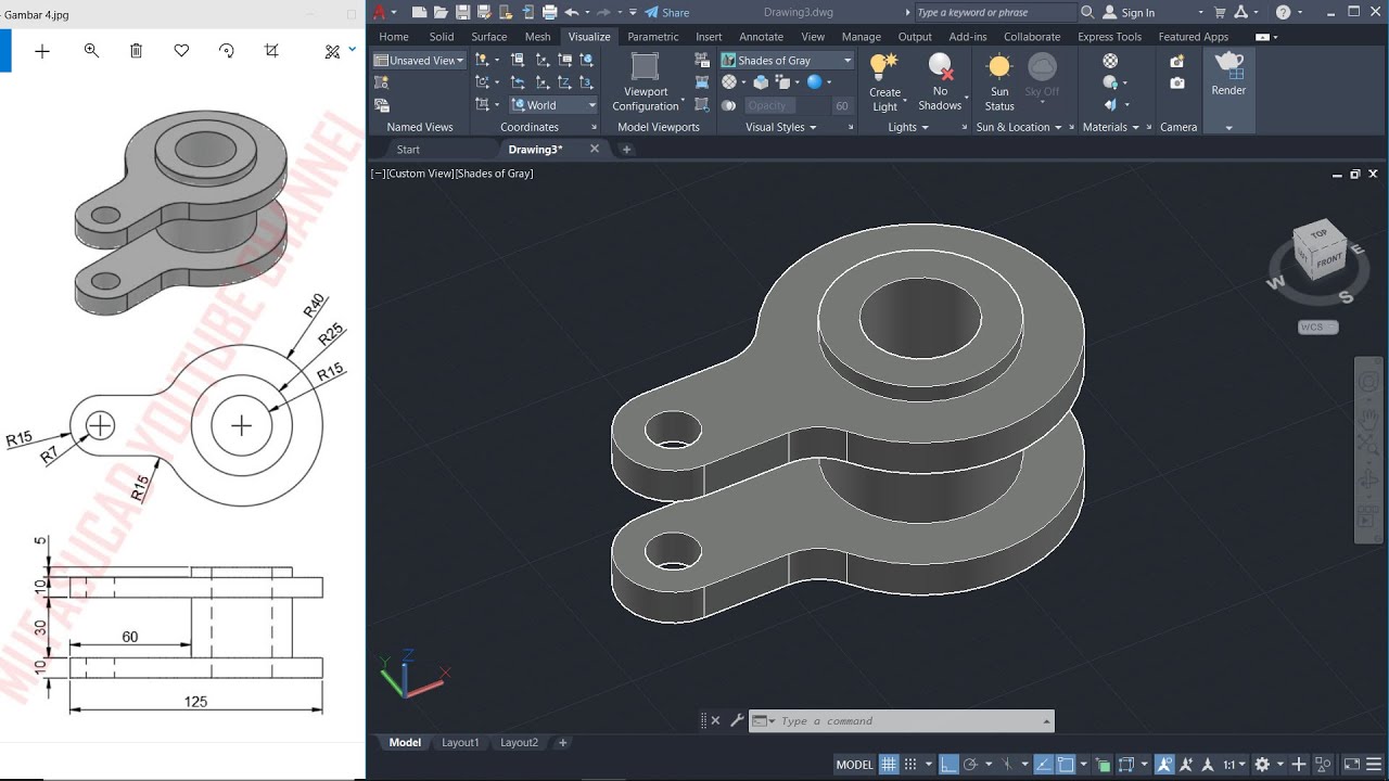 Exercise 4 Autocad 3d Modeling Tutorial For Beginner Youtube