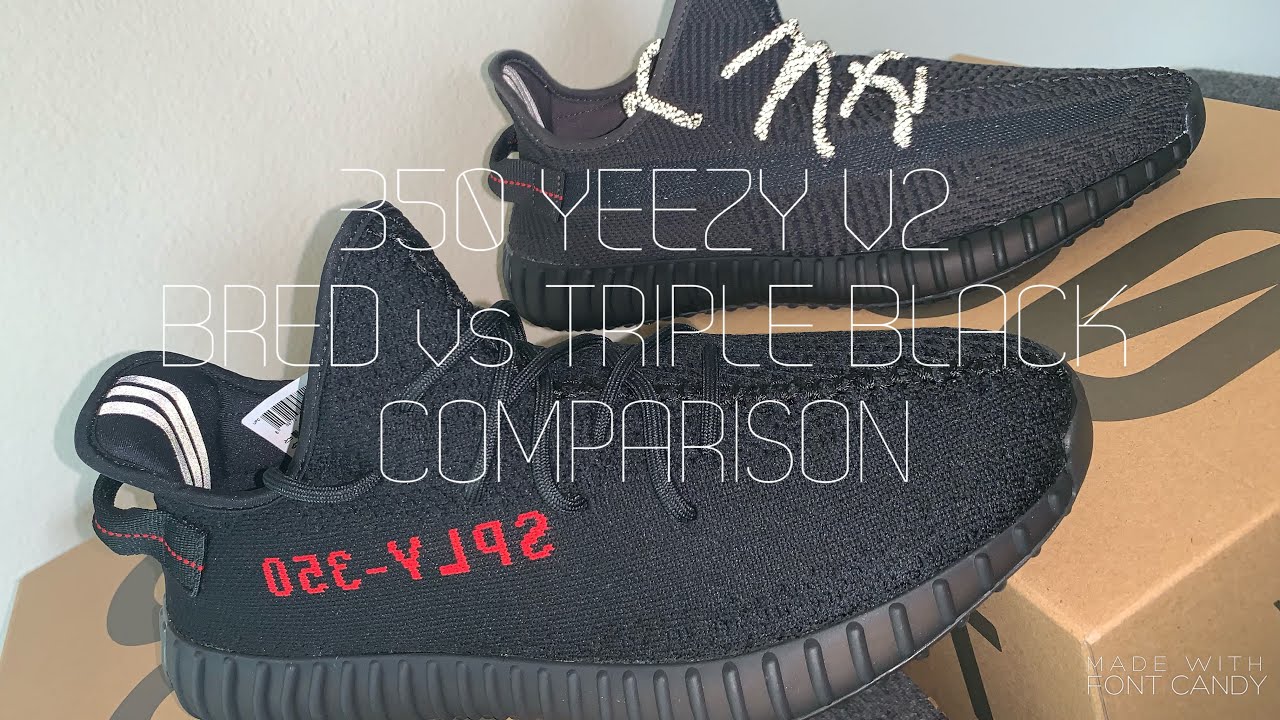 ADIDAS YEEZY V2 COMPARISON BRED vs TRIPLE BLACK!!