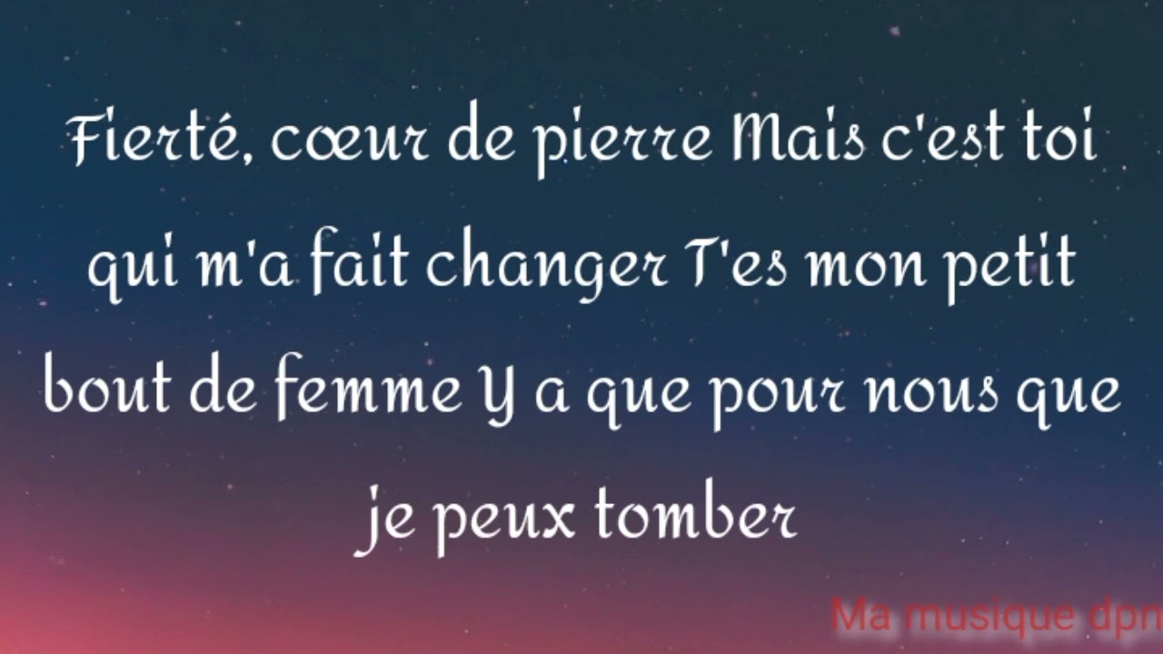 De Toi J suis Tombé Love You Parole