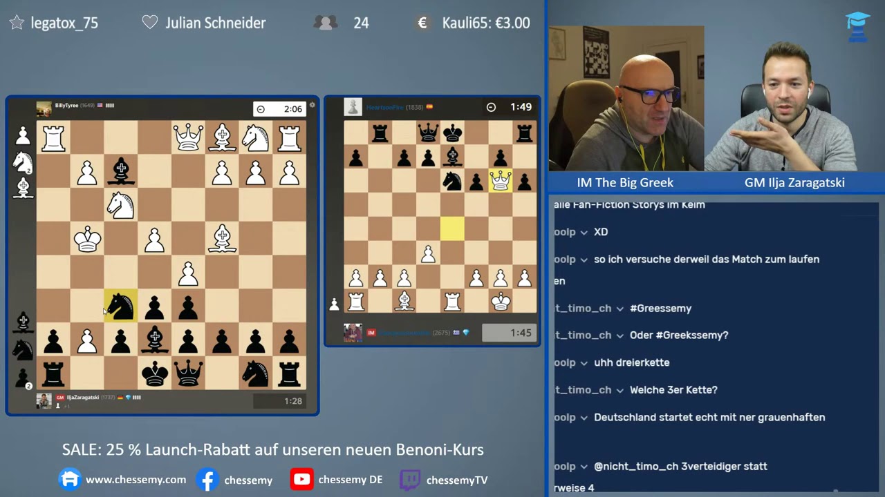 Schach Tandem mit The Big Greek Die Perfekte Strategie Einer hortet und einer setzt matt!