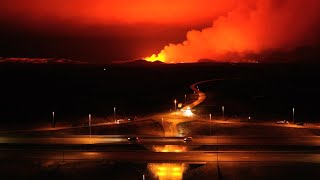 Iceland Volcano Eruption at sundhnjukagigar close to the town of Grindavik