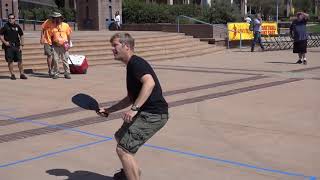 Albuquerque Mayor Tim Keller tries his hand at Pickleball