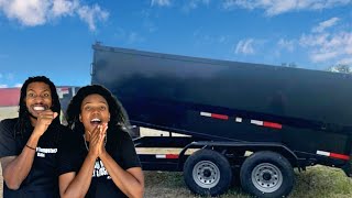 Picking up our FREE Dump Trailer | Road Trip Vlog Texas Pride 14 by 7 by 4