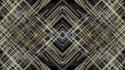 Abstract rhombus frames of yellow color moving on black background, seamless loop. Animation. Narrow
