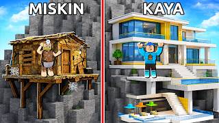 ME AND PAK UNAT BUILD POOR VS RICH HOUSES ON A HIGH MOUNTAIN CLIFF IN ROBLOX!!