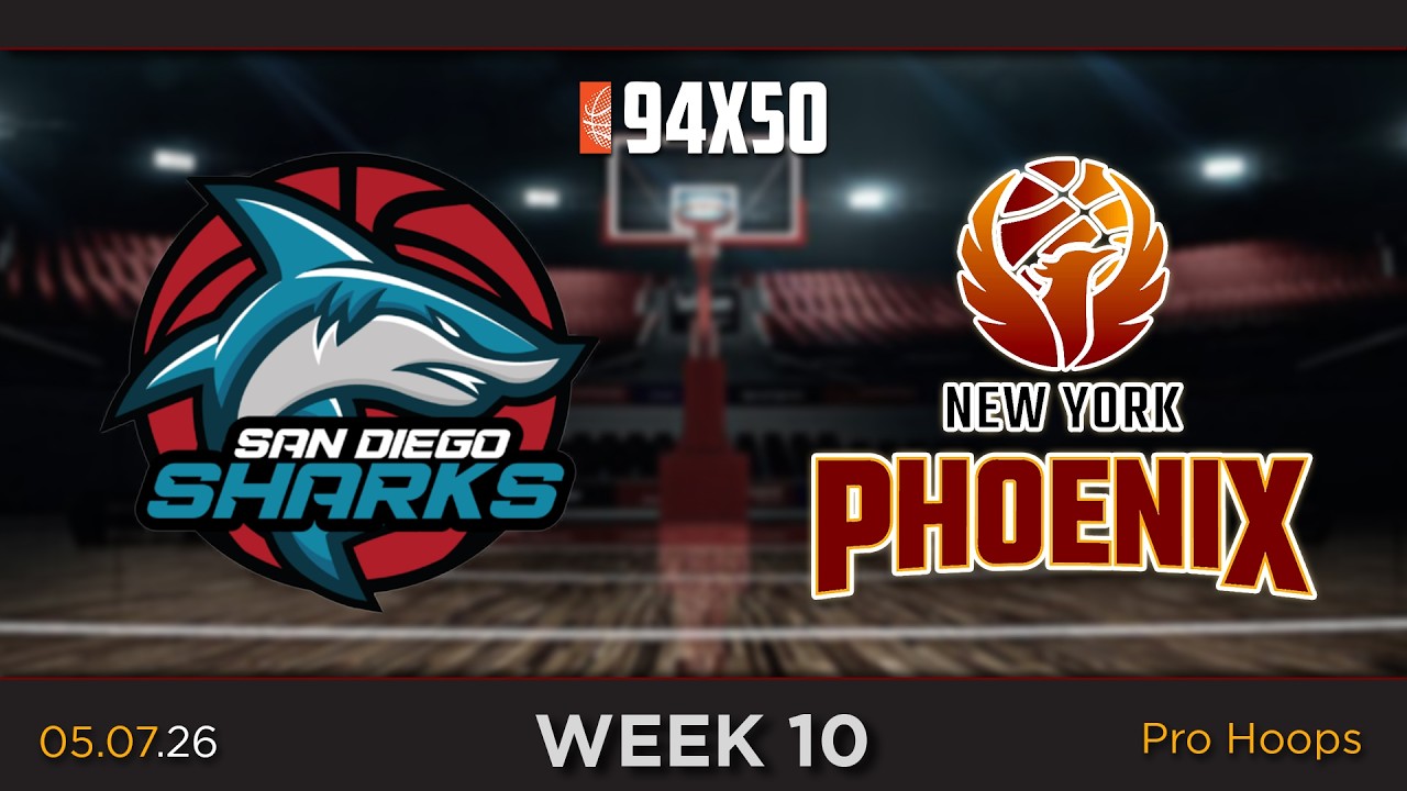 San Diego Sharks at New York Phoenix - WEEK 10 - 94x50 Pro Basketball League