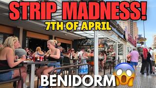 Benidorm Strip: BUZZING With Tourists at 13:30 PM! 😱🍽️┃Bars, Restaurants & More!