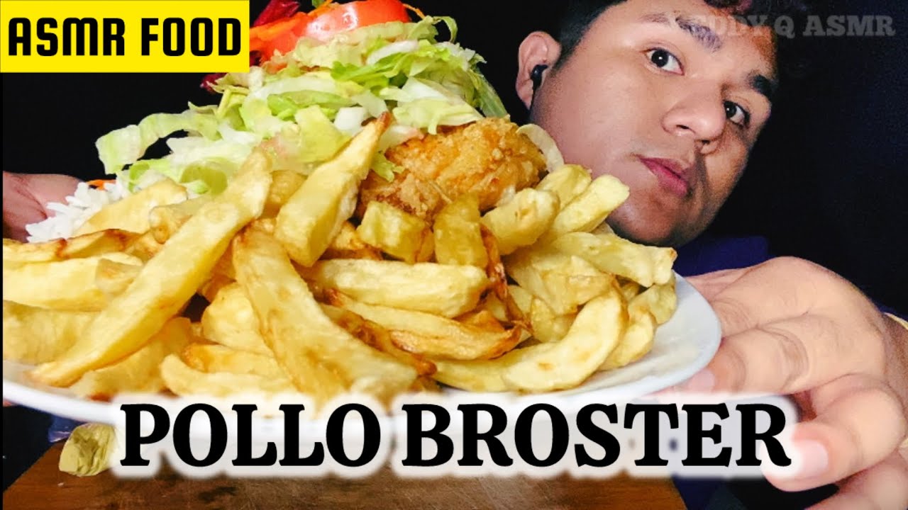 ASMR FOOD comiendo POLLO BROSTER con arroz y ensalada
