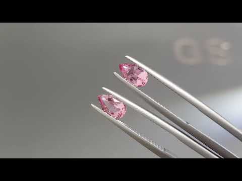 Pair of pink spinels in pear cut 1.78 carats, Tajikistan Video  № 1