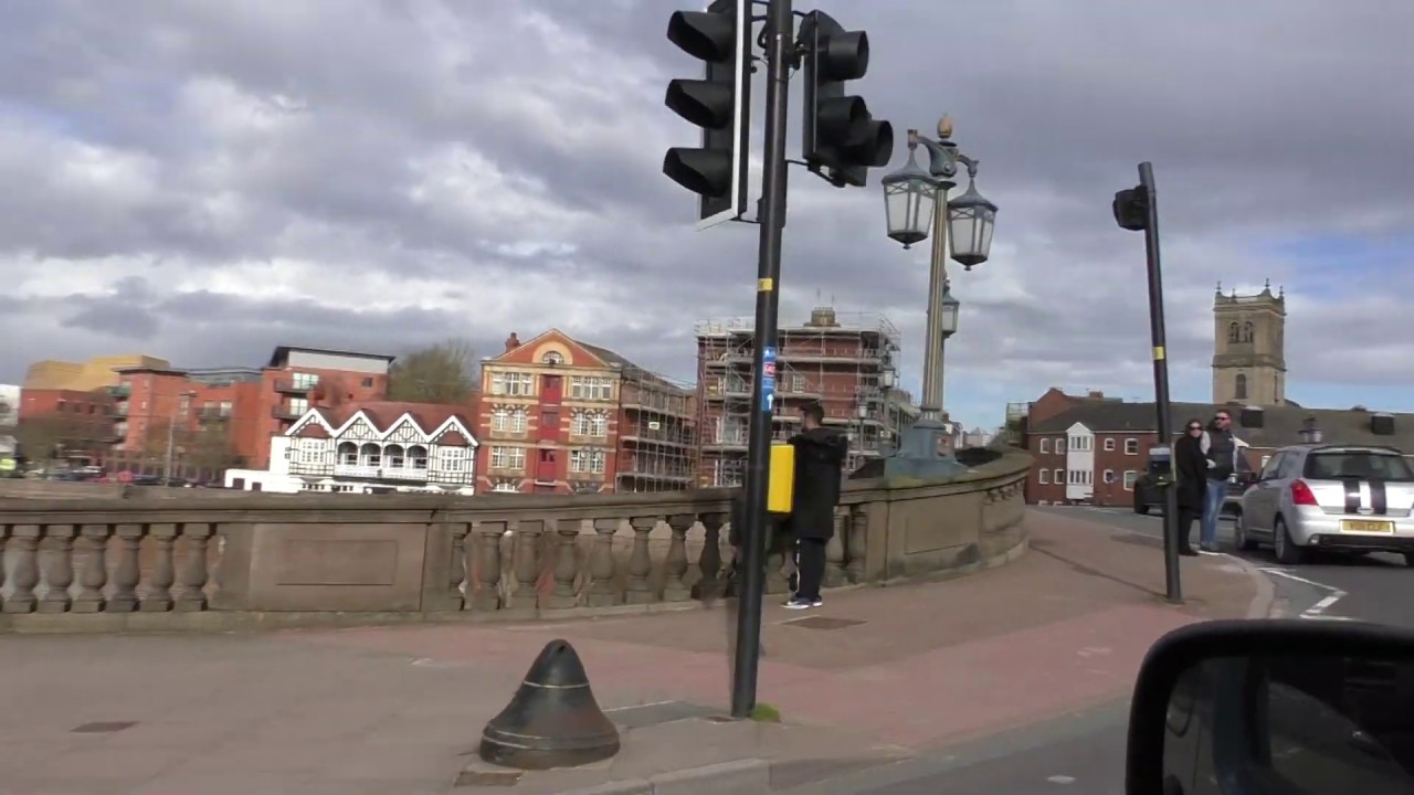 Driving Hylton Road, North Parade, Dolday, All Saints Road, Bridge Street & New Road, Worcester UK