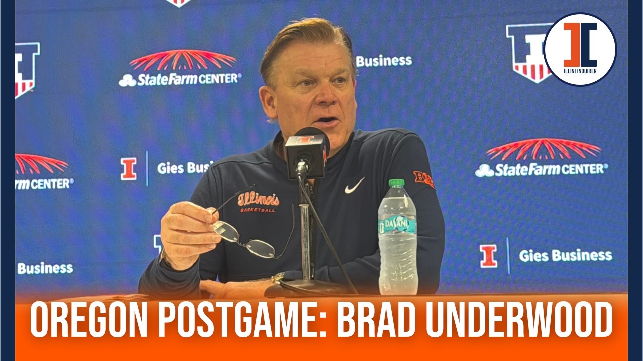 Послематчевая пресс-конференция тренера «Иллини» Брэда Андервуда в Орегоне.