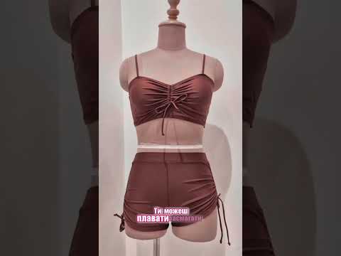 Женский раздельный купальник с трусиками шортами и топом на затяжке CHOCO MUSE коричневый, видео 1
