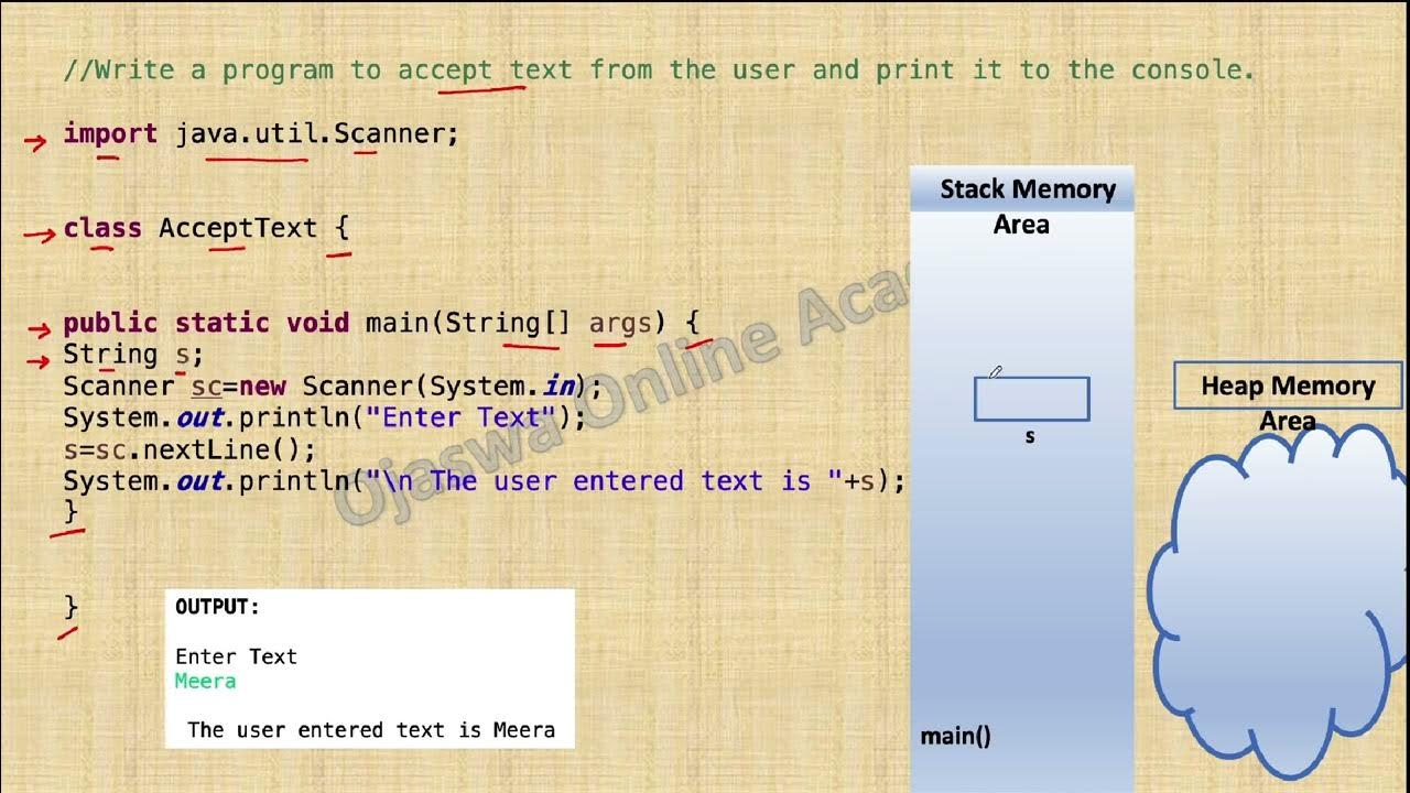 Write a java program to accept text from the user and print it to the ...