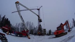 Details Krøll K-35 tower crane assembly timelapse / Torninosturin pystytys Update
