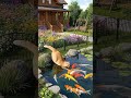 Living The Dream: Cozy Cabin, Flower Gardens, and A CAT! #aiart #cute #cat #ai #funny