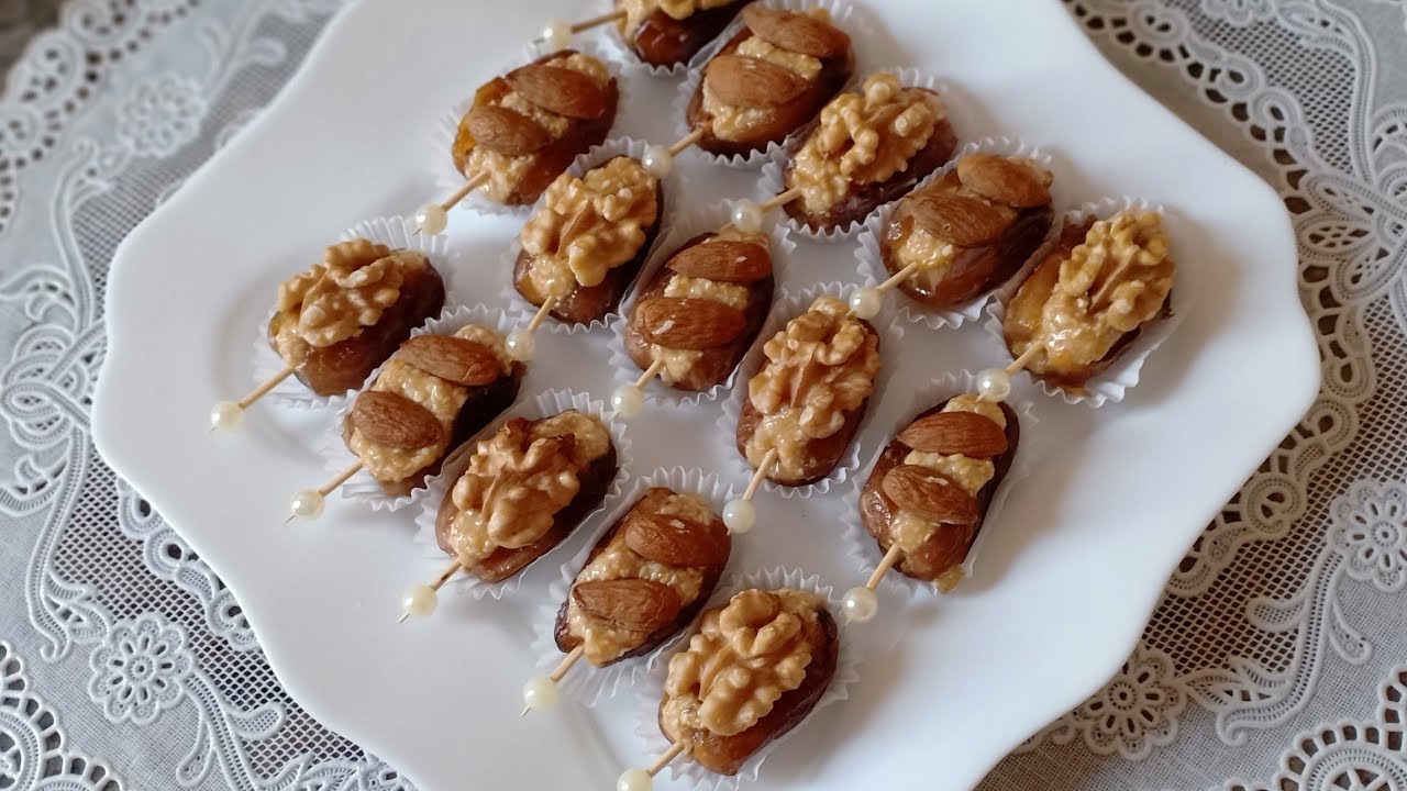 Les Dates fourrées😍تمر محشي⁦❤️⁩للخطوبة والمناسبات الخاصة 🥰مع طريقة تزين وتقديم رائعة 🤩